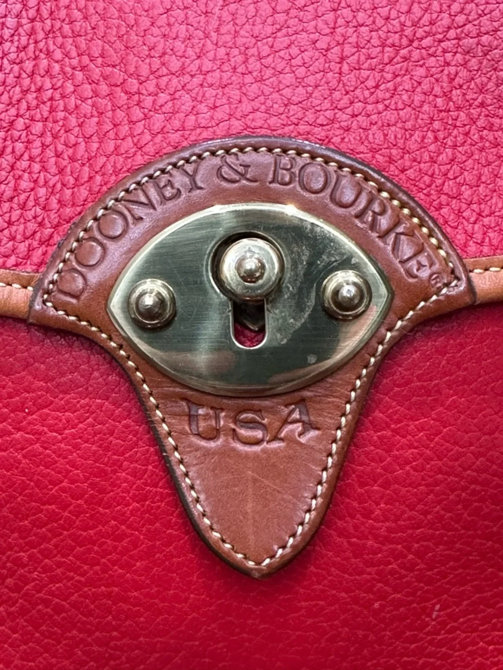 Vintage Dooney Bourke AWL Red Crossbody Bag Duck Logo USA Leather